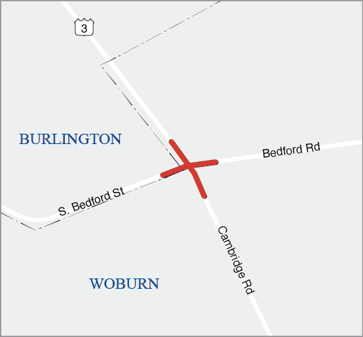 Woburn and Burlington: Intersection Reconstruction at Route 3 (Cambridge Road) and Bedford Road and South Bedford Street